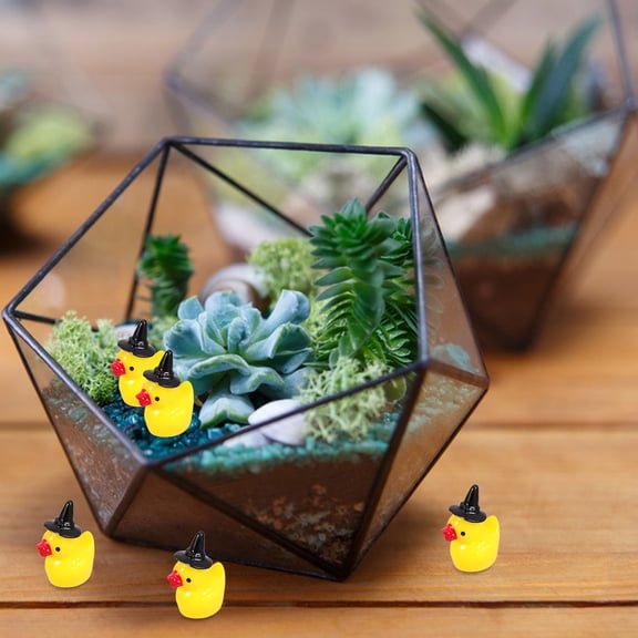 PTOOTP 10Pcs Yellow Wizard Hat Resin Figurines Creative Decorative Statues for Home Office Desk Display