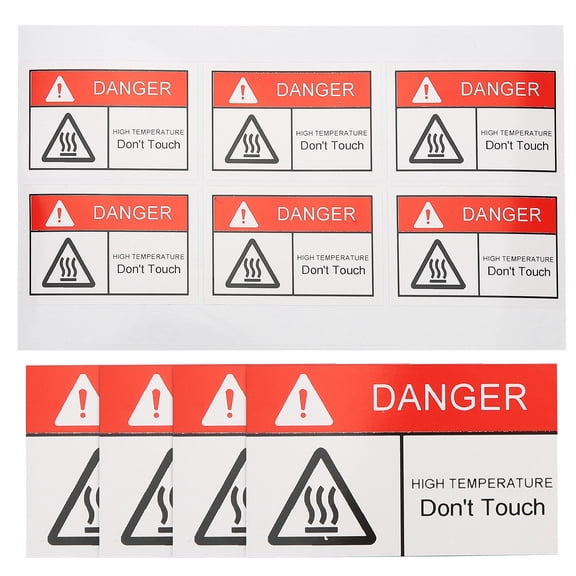 PTOOTP 10Pcs Caution Hot Surface Sticker Self-adhesive Synthetic Tags Multi