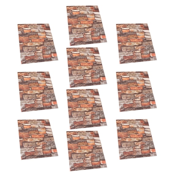 PTOOTP 10-Pack Brown Self-Adhesive 3D Rock Texture Sticky Wall Tiles for Kitchen and Bathroom