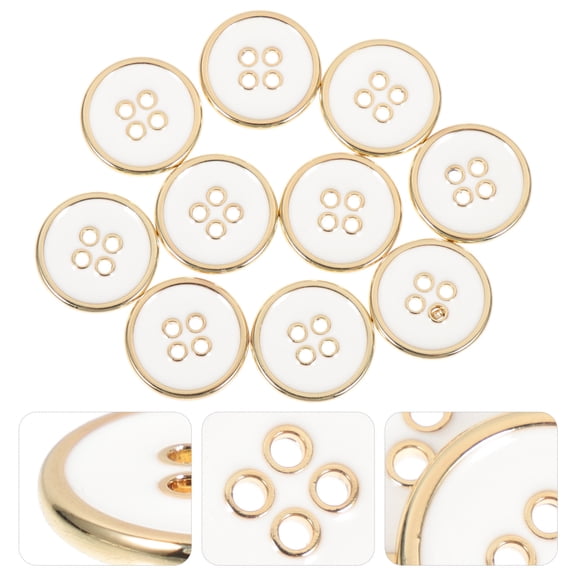 PTOOTP 10 Pcs Metal Style Sewing Buttons for Crafts and Sewing Projects in White and Colors