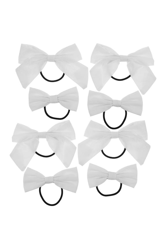 10Pcs White Cotton Bow Hair Ties Elastic Hair Accessories for Girls, Students, and Hair Styling