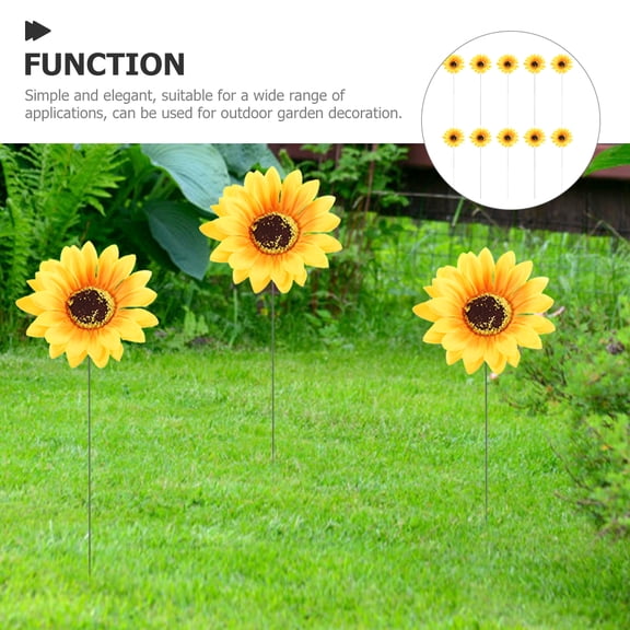 PTOOTP Yellow 10Pcs Simple Elegant Iron Sunflower Shape Garden Stakes