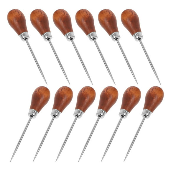 PTOOTP 12Pcs Bookbinding Awl Wooden Handle for Craft Makers and DIY Enthusiasts Indoor Use