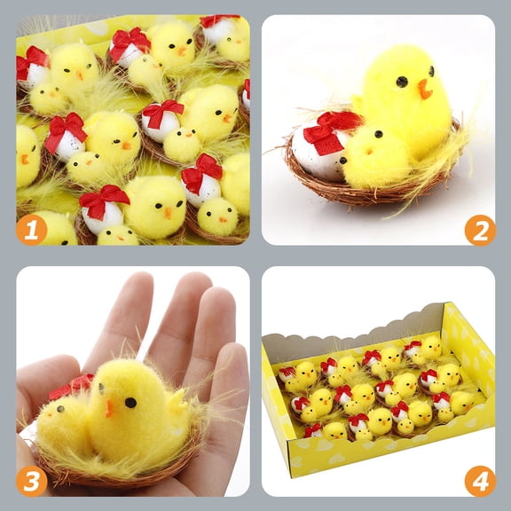 PTOOTP Chick Figurine Set, Assorted Colors, Premium Easter Party and Desktop Decor, 12Pcs