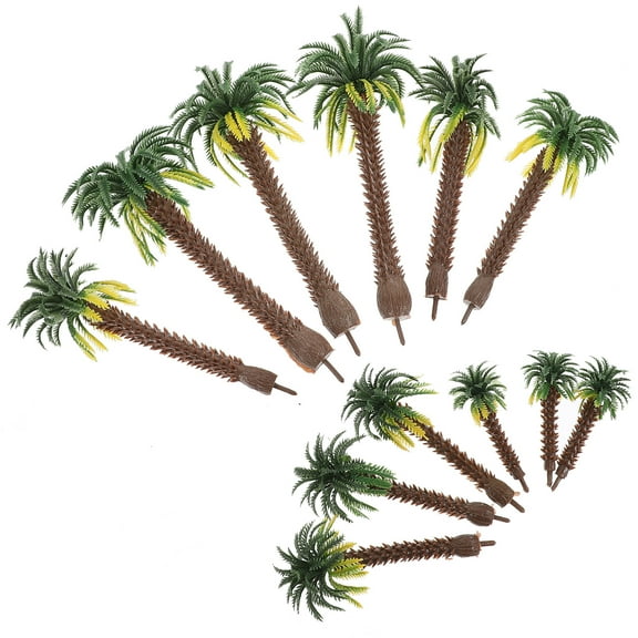 PTOOTP 12Pcs Realistic Green Plastic Coconut Tree Models for Landscape, Miniature Garden, Diorama, and Craft Decoration