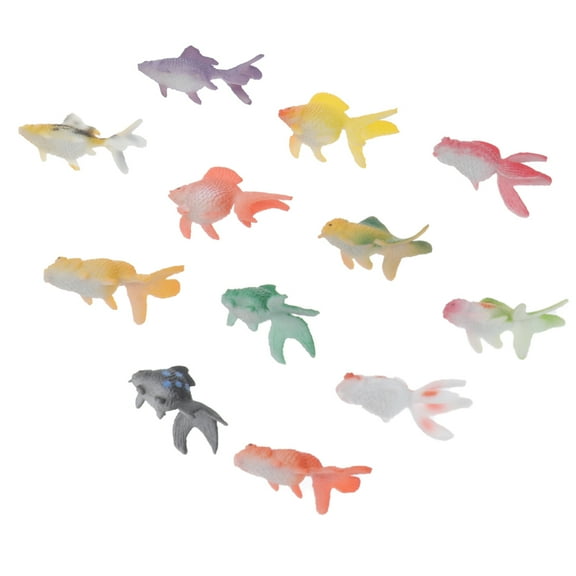 PTOOTP Set of 12 Realistic Figures Plastic Mini Fish Decorations 1.6 x 0.8 x 0.4 inches for Aquarium and Home