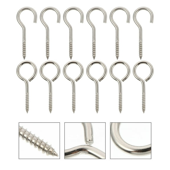 PTOOTP Set of 12 Stainless Steel Hooks for Hanging Kitchen Utensils, Utility Racks, Pots, Pans, and Storage Organization