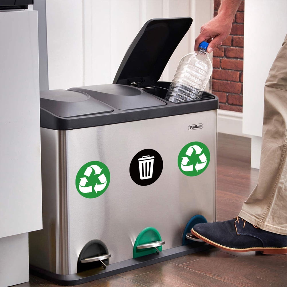 Refuse Sticker PTOOTP 12Pcs Trash Recycling Stickers Trash Can Sticker Black PVC ...