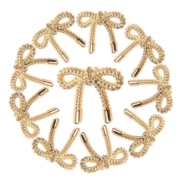 PTOOTP Set of 15 Golden Alloy Bowknot Buttons for Cardigans, Shirts, and Sweaters, Stylish Sewing Accessories