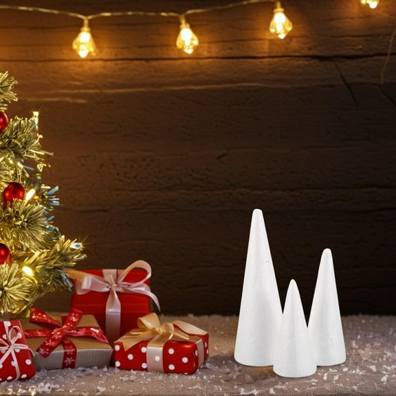 PTOOTP Foam Christmas Trees White Polystyrene for Decor and Crafts 15Pcs