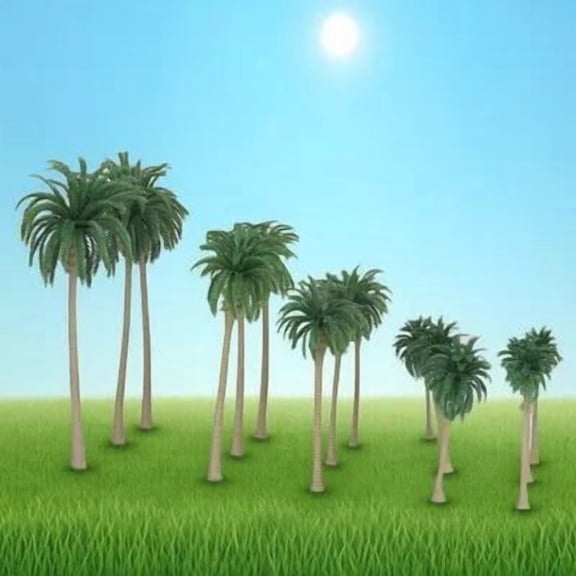 PTOOTP 15-Piece Multi-Color Palm Tree Decorations Set, Plastic Cement Ornaments for Living Room, Kitchen, and Home Decor Accents