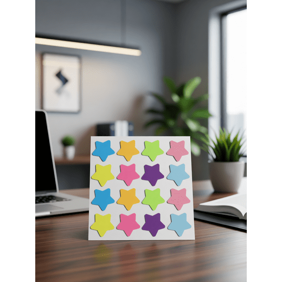 PTOOTP 16Pcs Colorful Star Shaped Self Stick Notes with Strong Adhesion for Daily Planning