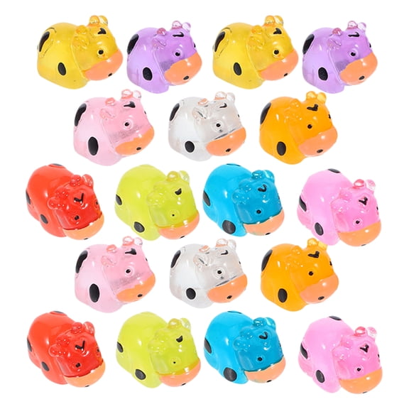 PTOOTP 18Pcs Tiny Glow Resin Cow Figurines for Home and Micro Landscape