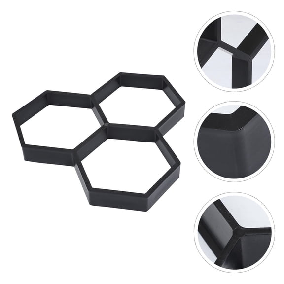 PTOOTP Black Hexagon Plastic Garden Paving Mold for Outdoor Patio Stone Path and Walkway Concrete Maker Tool