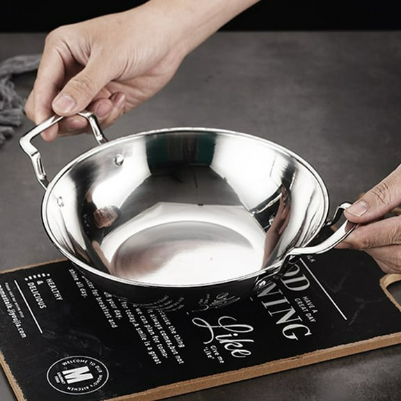PTOOTP Stainless Steel Double Handle Cooking Pan for Home Kitchen Induction Cooker