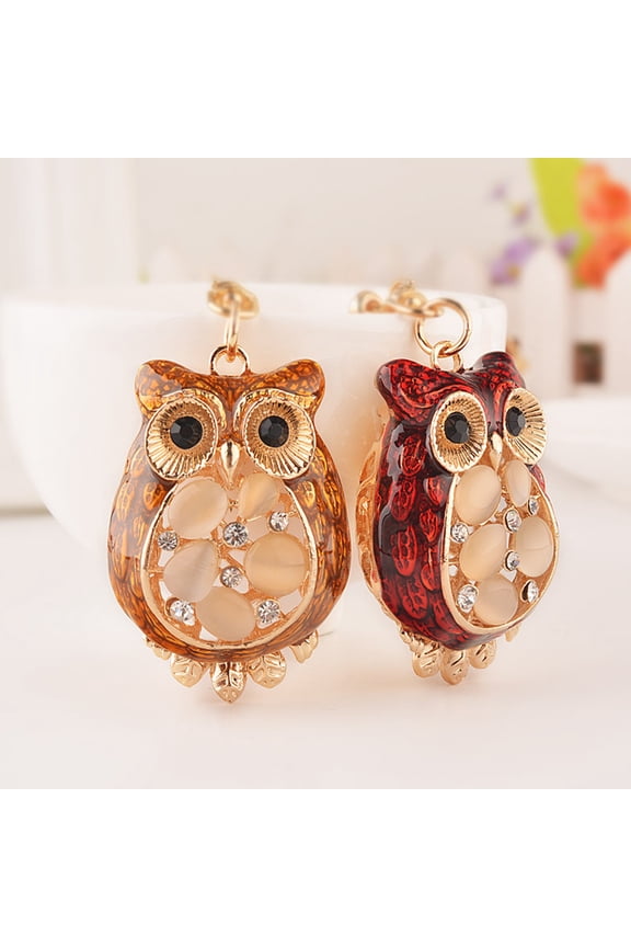 Decorative Keychain Unique Owl Design Zinc Alloy and Cat's Eye 1Pc
