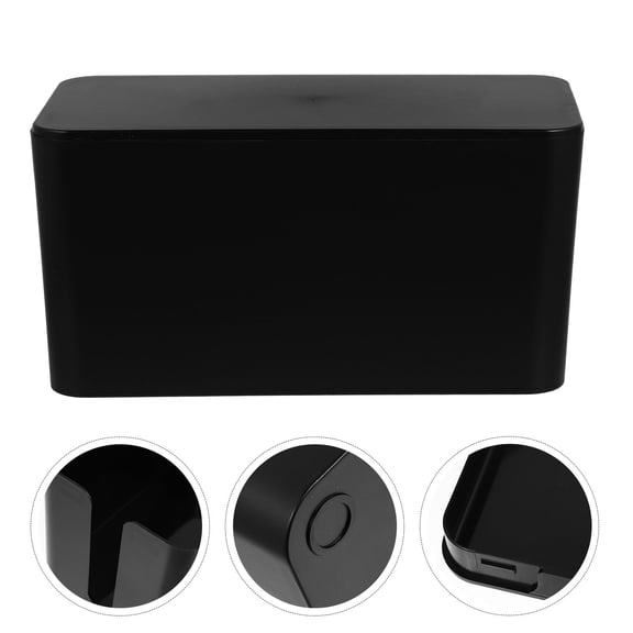 PTOOTP 1Pc Home Cable Storage Box Black Thick Plastic Cable Organizer with Large Wire Opening