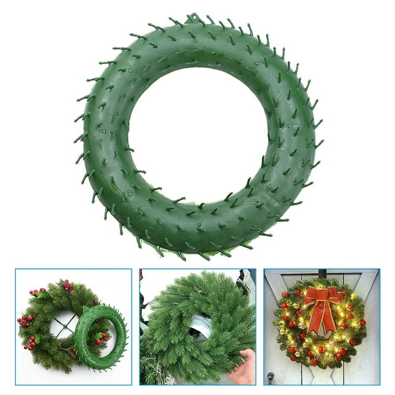 PTOOTP Round Wreath Rings Green Plastic Circle Floral Wreath Frame for Christmas 1Set 10.6x10.6in