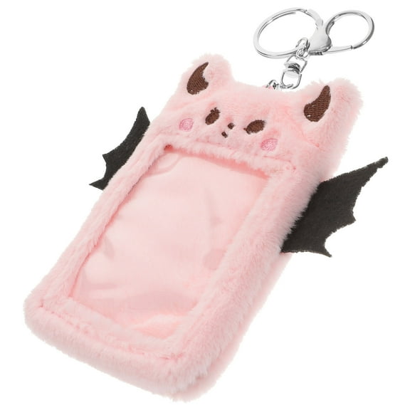 PTOOTP ID Card Holder Badge Holder Plush Pink 1Pack for Students