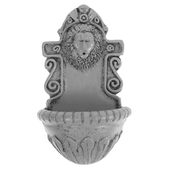 PTOOTP Grey Resin Lion Head Wall Mount - Compact and Cute Dollhouse Accessory