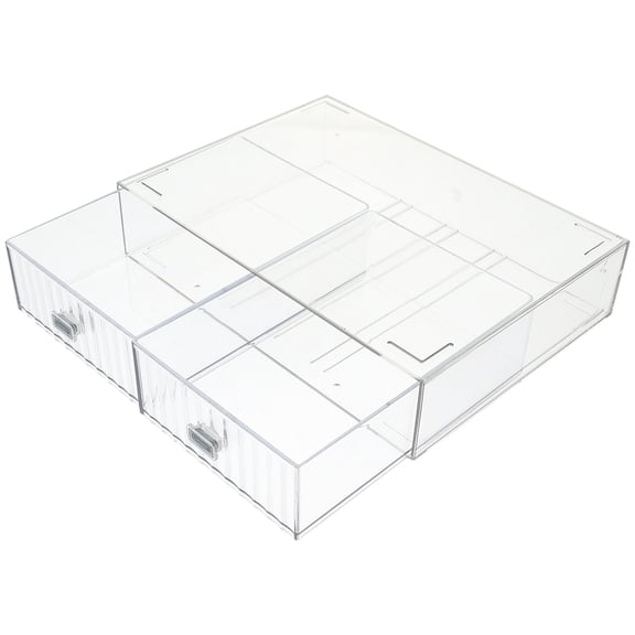 PTOOTP Clear Plastic Stackable Desktop Storage Organizer Container Large Capacity for Office and Home Use 1 Pack
