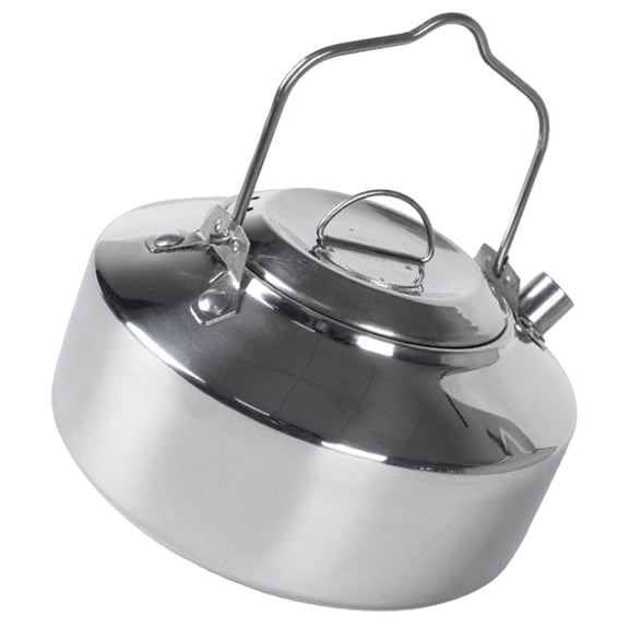 PTOOTP 1Pack Silver Portable Kettle for Outdoor Camping and Hiking Round Shape