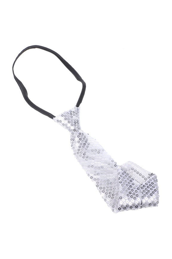 1Pack Silver Sequin Necktie Reusable Washable Glittery Tie for Men Party Accessory
