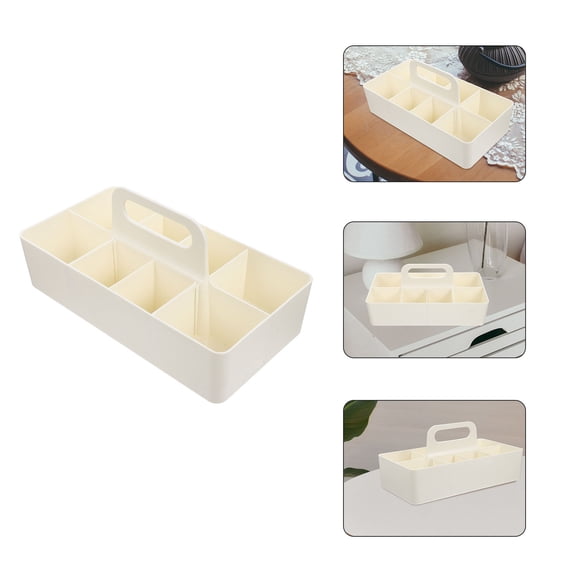 PTOOTP ABS Desktop Organizer with White Rectangular Handle, Office Desk Storage Solution, 1 Set for Workspace Organization