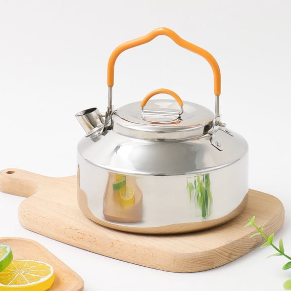PTOOTP Stainless Steel Camping Kettle with Handle Whistling Outdoor Water Teapot