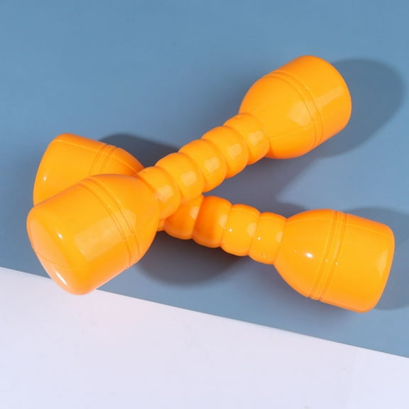 PTOOTP 1Pair Barbells for Exercising Yellow Plastic with Closed Core Design for Durability