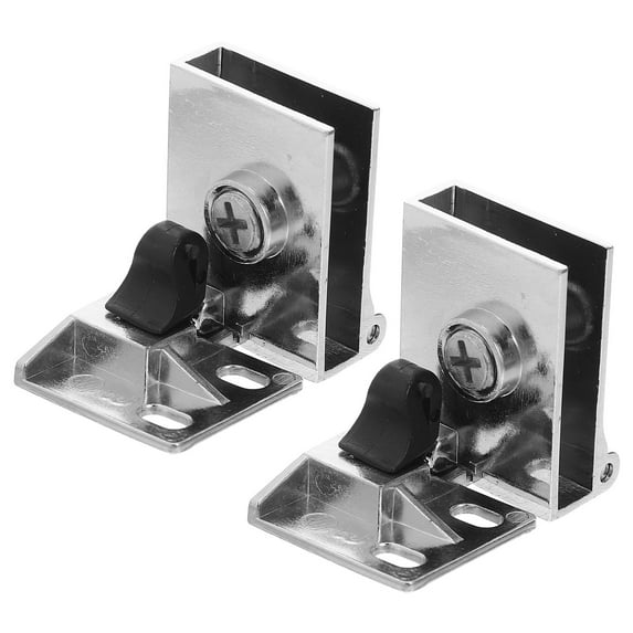 PTOOTP 1Pair No-Drill Silver Metal Glass Door Hinges with Corner Protection for Cabinets