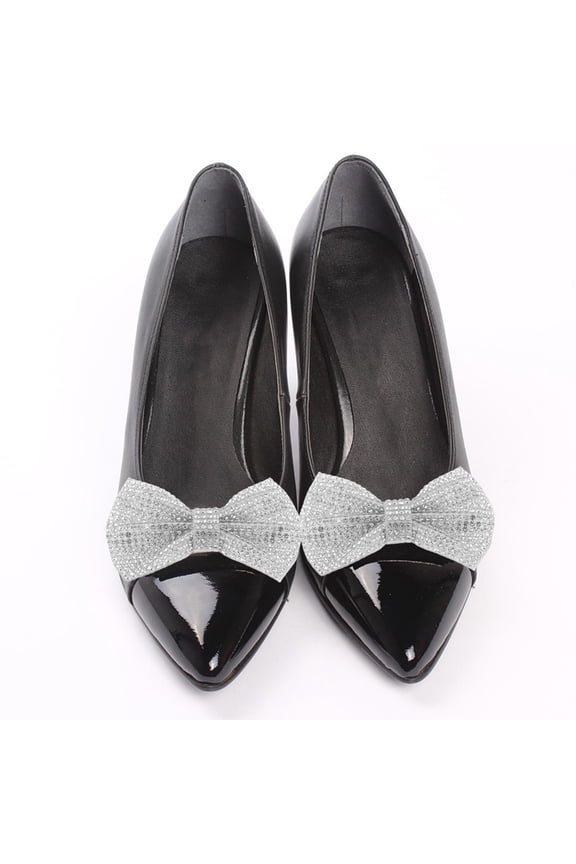 Rhinestone Shoe Jewelry with Bowknot Design for Glamorous Look 1Pair