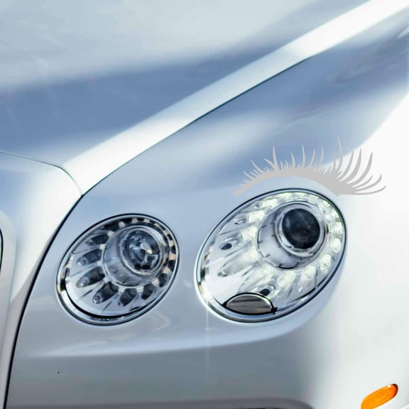 PTOOTP 1Pair Weather Resistant White Headlight Eyelash Stickers Self Adhesive Car Decor