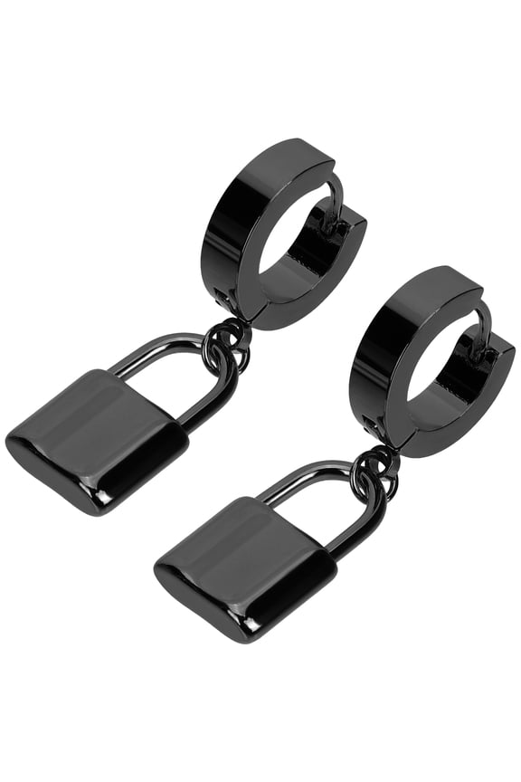 1 Pair Women's Black Hoop Earrings, Skin-Friendly Metal Jewelry for Daily Wear and Casual Outfits