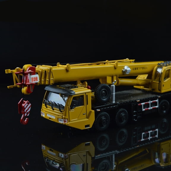 PTOOTP Orange Alloy Crane Model Desktop Ornament Engineering Vehicle Toy Collectible Decoration