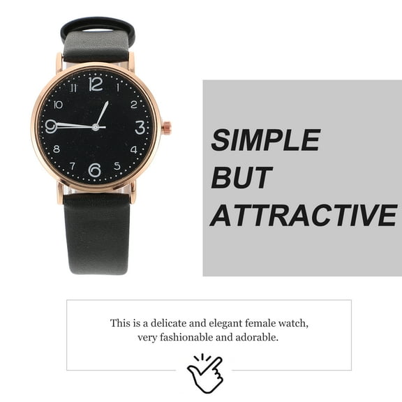 PTOOTP Women's Black Wristwatch with Band, Precise Timekeeping, Stylish and Design for Everyday Wear