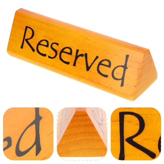 PTOOTP Pine Wood Reserved Table Sign Brown Double Sided Tent Design for Restaurant Weddings