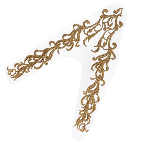 PTOOTP Golden Floral Sewing Applique Patch for Clothing Decoration, 1 Piece Embroidery Craft Material