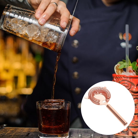 PTOOTP Stainless Steel Cocktail Strainer Rose Gold 1Set