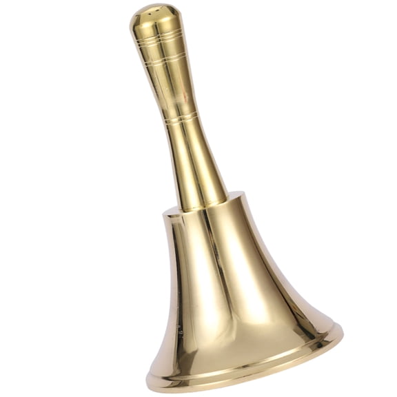 PTOOTP Golden Brass Hand Bell for Parties, Home Decor, School, Office, Artistic Ornament and Collectible
