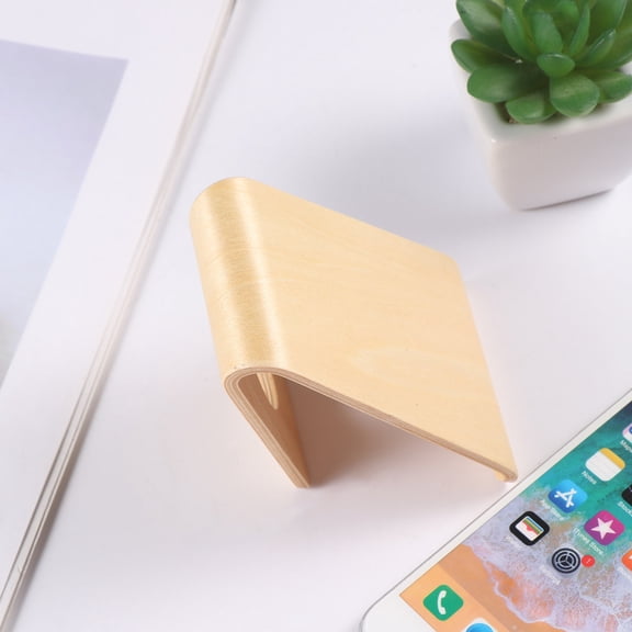 PTOOTP Portable Phone Holder Khaki Wood Material Hands- Device Stand Compatible with Smartphones