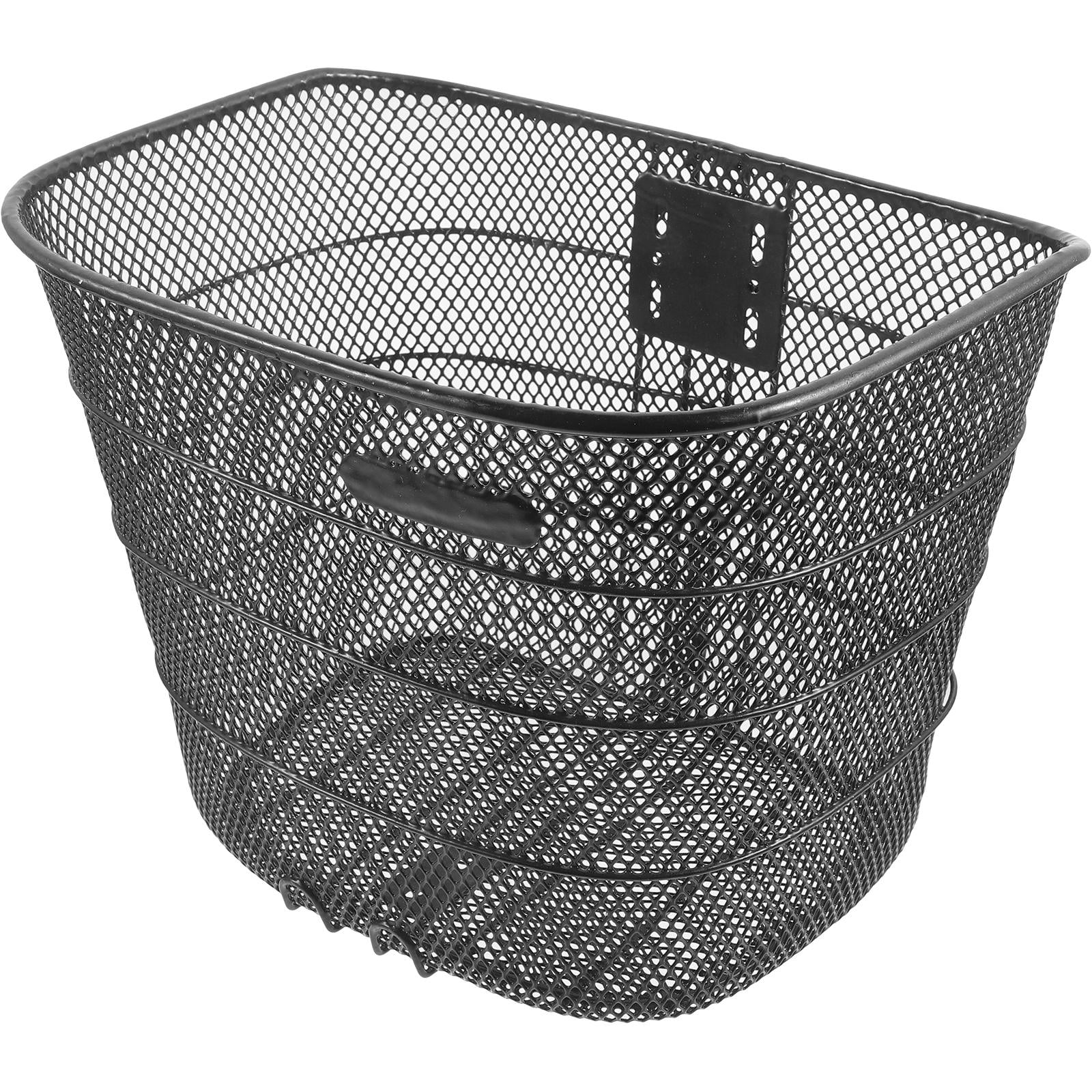 PTOOTP Black Metal Bike Front Basket Large Capacity Easy to Install Stable Storage