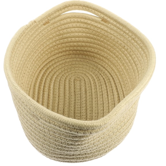 PTOOTP Khaki Cotton Rope Woven Organizer Basket for Cosmetics, Snacks, and Home Storage