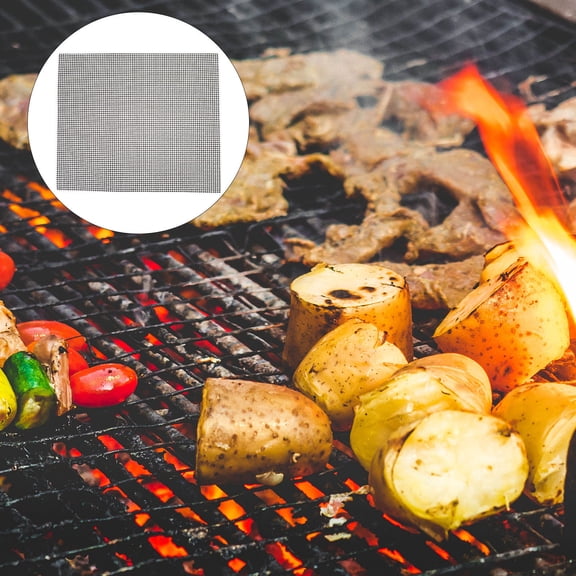 PTOOTP 1 Piece Reusable Black Fiberglass Barbecue Mat BBQ Cooking Grill Sheet
