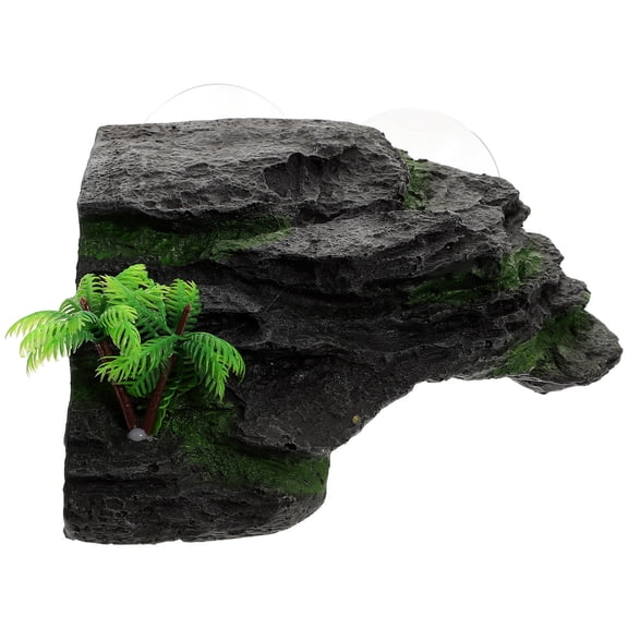 PTOOTP Aquatic Turtle Tank Accessory Black Basking Platform with Climbing Feature