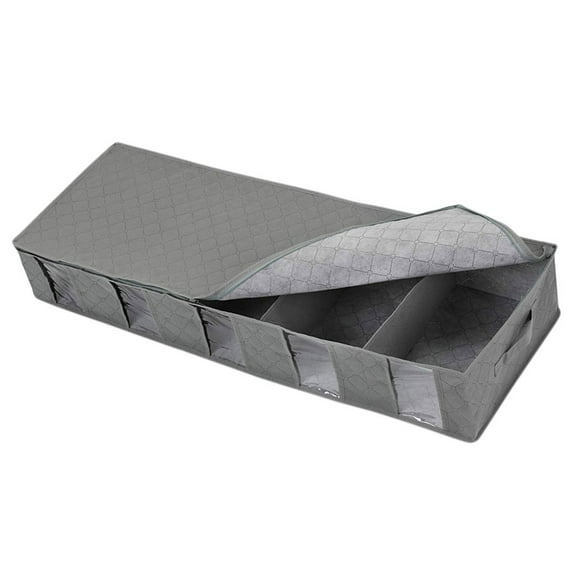 PTOOTP Under Bed Storage Box with Divider, 15 Inch Titanium , Organizer for Home and Outdoor Use