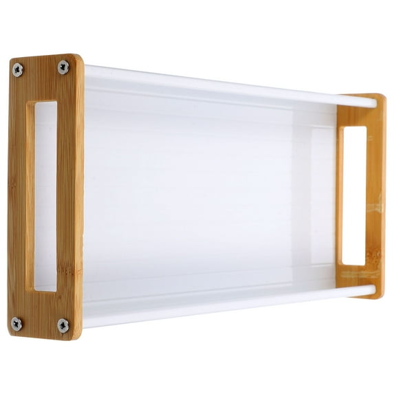 PTOOTP 1Pcs Vanity Storage Plate Vanity Tray White Bamboo Smooth Surface For Home Use