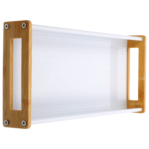 PTOOTP 1Pcs Vanity Storage Plate Vanity Tray White Bamboo Smooth Surface For Home Use