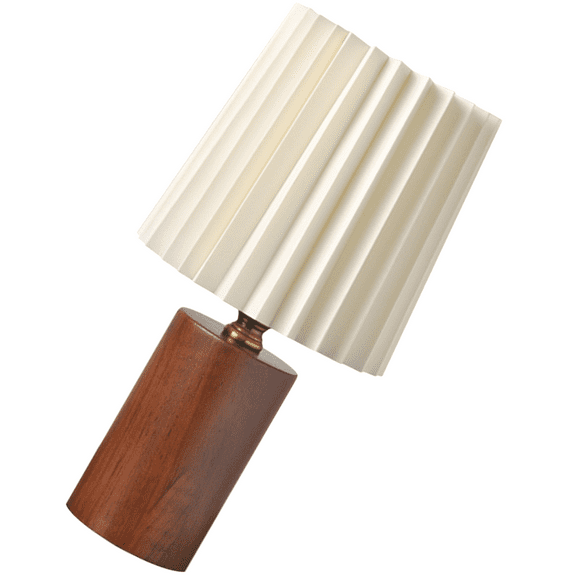 PTOOTP Aesthetic Pleated Bedside Lamp Multi Wood Metal No Harsh Light