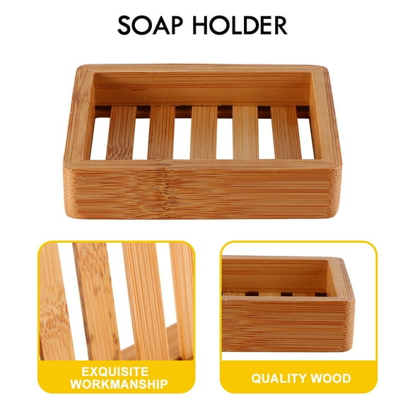 PTOOTP Bamboo Soap Dish Wooden Tray Clear Texture Fashionable Design